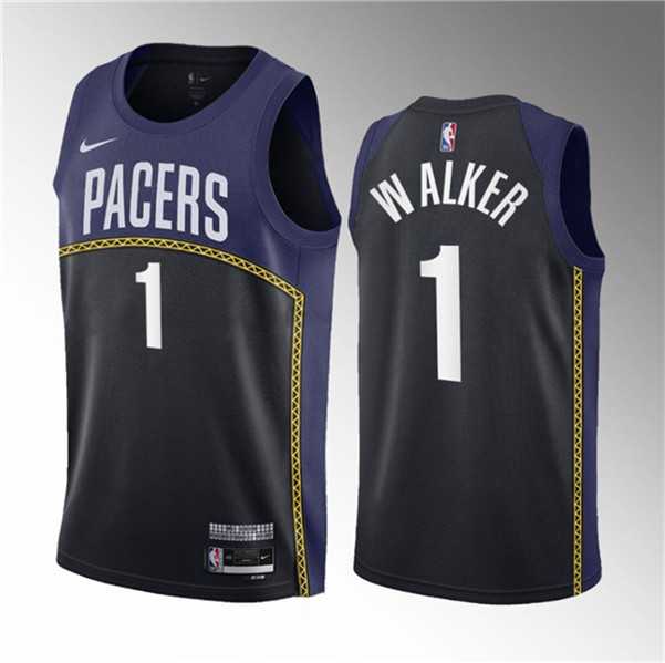 Men%27s Indiana Pacers #1 Jarace Walker Blue 2023 Draft City Edition Stitched Basketball Jersey Dzhi